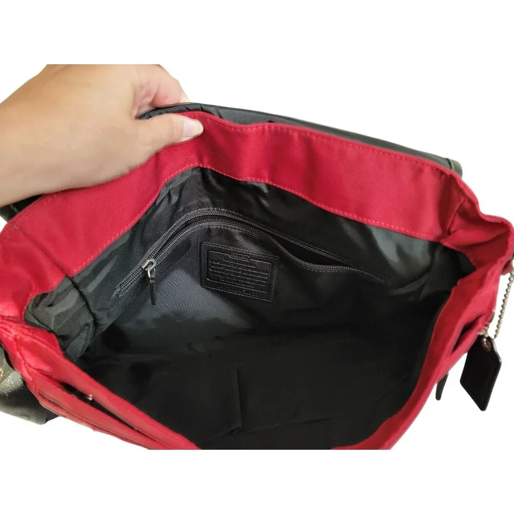 Coach Red Nylon & Leather Messenger Bag